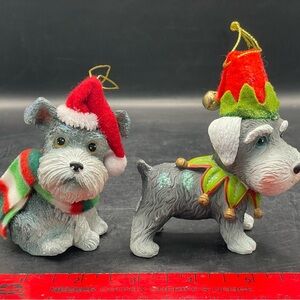2 Scottish Terrier Scottie Christmas Hanging or Free Standing Ornaments